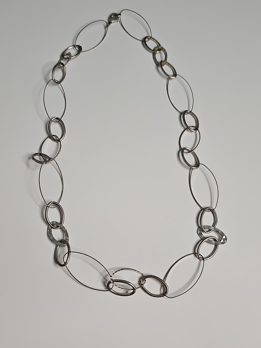 Open-Link Silver Necklace - Contemporary Oval Chain